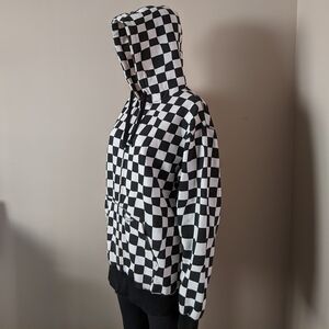 Ripzone Skateboard Checkered Black White Hoodie, Men's Large